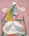Woman Sitting in a Straw Hat 1938 cubist Pablo Picasso